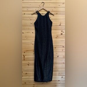 Vintage 90’s Maurice’s Small Shimmer Stretchy Racerback High Neck Maxi Gown